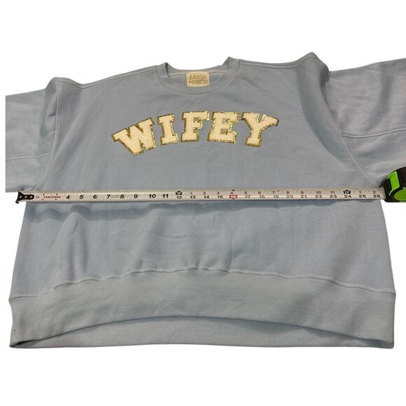 Judith March Medium Blue Wifey Bridal Era Wedding Crewneck Comfy Loungewear - Picture 8 of 8